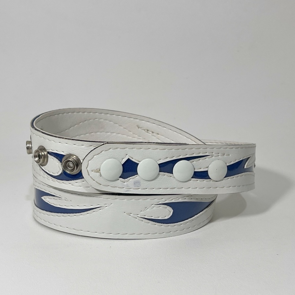 Handmade Adjustable Vinyl Belt with Decorative Stitching and Snaps